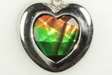 Gorgeous Heart-Shaped Ammolite Pendant - Sterling Silver #205902-1